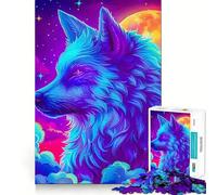 Rompecabezas Neon Wolf Cosmic Setting para Adolescentes, 1000 Piezas, Juguete de lógica, diversión Familiar, Corte de precisión, (38x26cm)