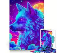 Rompecabezas Neon Wolf Cosmic Setting para Adultos, 1000 Piezas, Reason Skill Toy, Alivio de tensión, Corte preciso, Regalo preciado (50x75cm)