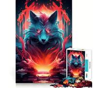 Rompecabezas Neon Wolf de 1000 Piezas para Adultos Juego Inteligente, Relajante y Divertido Diseño para armar Regalo Elegante (38x52cm)