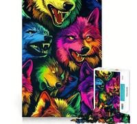 Rompecabezas Neon Wolf Pack de 1000 Piezas para Adultos y Adolescentes Juego Mental Diversión Garantizada Corte preciso Regalo increíble (38x26cm)