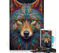 Rompecabezas Neon Wolf para Adultos, 1000 Piezas, Juguete Intelectual, Alivio del estrés, Corte preciso, (38x26cm)