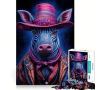 Rompecabezas Neon Zebra Cowboy de 1000 Piezas para Adolescentes, Juguete de lógica, pasatiempo Tranquilo, Bordes Suaves, (38x52cm)