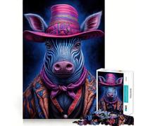 Rompecabezas Neon Zebra Cowboy Teenagers de 1000 Piezas, Juguete Inteligente para Interiores, con Bordes Lisos, de la colección Art (38x26cm)