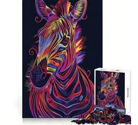 Rompecabezas Neon Zebra Portrait para Adolescentes, 1000 Piezas, Juguete de lógica Mental, Alivio de la ansiedad, Corte Firme, Regalo de cumpleaños (38x26cm)
