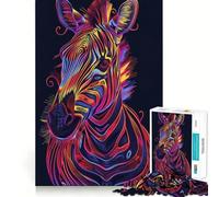 Rompecabezas Neon Zebra Portrait para Adolescentes, 1000 Piezas, Juguete de lógica Mental, Alivio de la ansiedad, Corte Firme, Regalo de cumpleaños (38x26cm)