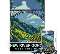 Rompecabezas New River Gorge de 1000 Piezas para Adolescentes Recall Power Serene Escape,Bordes precisos,Regalo de cumpleaños (38x26cm)