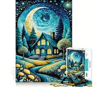 Rompecabezas Night Sky Cottage de 1000 Piezas para Adolescentes: Juguete para ejercitar la Mente, fácil de armar, Ideal para el Tiempo Libre, Regalo Elegante (50x75cm)