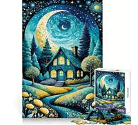 Rompecabezas Night Sky Cottage de 1000 Piezas para Adolescentes: Juguete para ejercitar la Mente, fácil de armar, Ideal para el Tiempo Libre, Regalo Elegante (50x75cm)