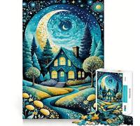 Rompecabezas Night Sky Cottage de 1000 Piezas para Adolescentes, Juguete para el hogar, Actividades, Bordes precisos, Lista de Deseos de Papá Noel (38x52cm)