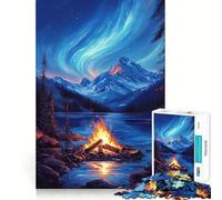 Rompecabezas Nightfire Under The Northern Lights de 1000 Piezas para Adolescentes Rompecabezas Memory Lift Light Relax Image Assembly (50x75cm)