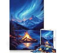 Rompecabezas Nightfire Under The Northern Lights de 1000 Piezas para Adolescentes Rompecabezas Memory Lift Light Relax Image Assembly (50x75cm)