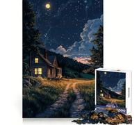 Rompecabezas Nighttime Cottage de 1000 Piezas para Adolescentes, Juguete para estimular la lógica y aliviar la tensión, con Bordes de Calidad, Ideal para Pedir un Deseo a Santa Claus (50x75cm)