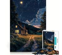 Rompecabezas Nighttime Cottage de 1000 Piezas para Adolescentes, Juguete para estimular la lógica y aliviar la tensión, con Bordes de Calidad, Ideal para Pedir un Deseo a Santa Claus (50x75cm)