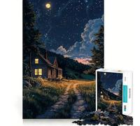 Rompecabezas Nighttime Cottage de 1000 Piezas para Adolescentes un Momento de Tranquilidad y Serenidad Corte Suave y Elegante Regalo Ideal (38x52cm)