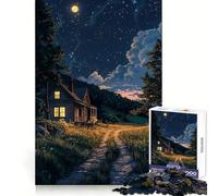 Rompecabezas Nighttime Cottage de 1000 Piezas para Adolescentes un Momento de Tranquilidad y Serenidad Corte Suave y Elegante Regalo Ideal (38x52cm)