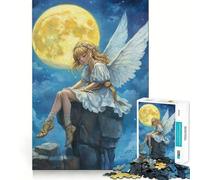Rompecabezas Niña Ángel bajo la luz de la Luna para Adultos,1000 Piezas Estimula la Mente Juego de Corte preciso Alineación Actividad para Fortalecer los Lazos Familiares y Amigos (38x52cm)