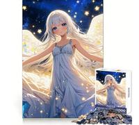 Rompecabezas Niña Ángel con Alas Blancas 1000 Piezas para Adolescentes Habilidad Analítica Escape Serena Unir Bien (50x75cm)