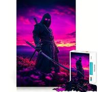 Rompecabezas Ninja al Atardecer de 1000 Piezas para Adolescentes Rompecabezas con Efecto de Memoria, luz Relajante, Imagen para armar (50x75cm)