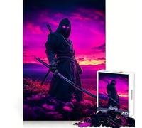 Rompecabezas Ninja al Atardecer de 1000 Piezas para Adolescentes Rompecabezas con Efecto de Memoria, luz Relajante, Imagen para armar (50x75cm)