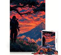 Rompecabezas Ninja al Atardecer en el Monte Fuji, 1000 Piezas, para Adolescentes Juego Inteligente de Rompecabezas Tiempo de Aprendizaje Imagen para armar Regalo Encantador (50x75cm)