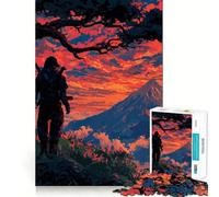 Rompecabezas Ninja al Atardecer en el Monte Fuji, 1000 Piezas, para Adolescentes Juego Inteligente de Rompecabezas Tiempo de Aprendizaje Imagen para armar Regalo Encantador (50x75cm)