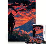 Rompecabezas Ninja al Atardecer en el Monte Fuji, 1000 Piezas, para Adultos Mejora la Memoria Ideal para el Ocio Corte Firme Fiestas (38x26cm)
