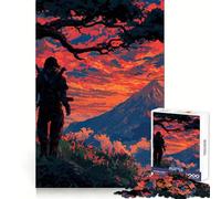 Rompecabezas Ninja al Atardecer en el Monte Fuji para Adultos, 1000 Piezas, Juguete Que desafía la Mente, Escape Tranquilo, Pieza de colección de Arte de Corte de Calidad (38x52cm)