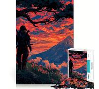 Rompecabezas Ninja al Atardecer en el Monte Fuji para Adultos, 1000 Piezas, Juguete Que desafía la Mente, Escape Tranquilo, Pieza de colección de Arte de Corte de Calidad (38x52cm)