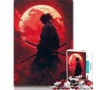 Rompecabezas Ninja Bajo la Luna de Sangre para Adolescentes, 1000 Piezas, Ideal para Pasar el Tiempo Libre en casa, con póster y Hoja de Trivia a Juego (50x75cm)
