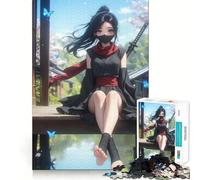 Rompecabezas Ninja Girl de Negro de 1000 Piezas para Adolescentes Ideal para estimular la Memoria, Reducir el estrés y Crear un Rompecabezas de Corte Suave Regalo artístico (50x75cm)