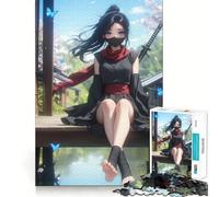 Rompecabezas Ninja Girl in Black de 1000 Piezas para Adultos Juego Inteligente de Rompecabezas Divertido Montaje de imágenes Regalo de Temporada (38x26cm)