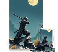 Rompecabezas Ninja Warrior Under Moonlight de 1000 Piezas para Adultos, Juguete para desafiar la Mente, Juego de Interior, Pieza de Arte de Corte preciso (50x75cm)