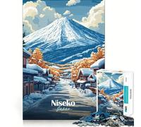Rompecabezas Niseko Paisaje Invernal de Japón para Adolescentes, 1000 Piezas, Mejora la Memoria, Juego de Interior, Ensamblaje de Imágenes, (38x52cm)