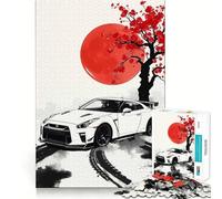 Rompecabezas Nissan GT-R con Flores de Cerezo, 1000 Piezas para Adolescentes, lógica Clara, Juguete Relajante, Corte Perfecto, Regalo conmovedor (38x52cm)