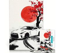 Rompecabezas Nissan GT-R con Flores de Cerezo para Adultos, 1000 Piezas, estimula la Memoria, Juego Relajante, Corte Premium, (38x26cm)