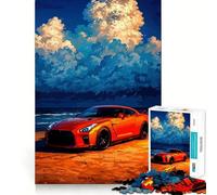 Rompecabezas Nissan GT-R en la Playa, 1000 Piezas, Juguete para desarrollar la Mente, Juego Relajante, Pieza de colección de Arte de Corte preciso (50x75cm)