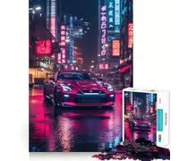 Rompecabezas Nissan GT-R en Neon City, 1000 Piezas, Juego Inteligente para el hogar, Ideal para armar y Regalar (50x75cm)