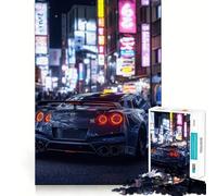 Rompecabezas Nissan GT-R en Neon City, 1000 Piezas, Juguete para desarrollar la Mente, Juego Relajante, Pieza de colección de Arte de Corte de precisión (38x26cm)