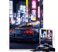 Rompecabezas Nissan GT-R en Neon City, 1000 Piezas, Juguete para desarrollar la Mente, Juego Relajante, Pieza de colección de Arte de Corte de precisión (38x26cm)