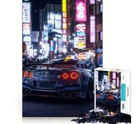 Rompecabezas Nissan GT-R en Neon City de 1000 Piezas para Adolescentes Juguete de Habilidad Reason Tiempo Tranquilo Corte Exacto Regalo increíble (38x52cm)