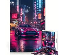 Rompecabezas Nissan GT-R en Neon City de 1000 Piezas para Adolescentes Rompecabezas para Relajarse y Combatir el estrés Corte Suave Regalo artístico (38x26cm)