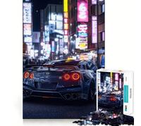 Rompecabezas Nissan GT-R en Neon City de 1000 Piezas para Adultos Juguete para ejercitar la Mente y el Cerebro Ideal para el hogar y el Ocio Bordes Ajustados Navidad (50x75cm)