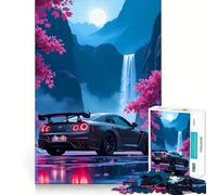 Rompecabezas Nissan GT-R en Paisaje de montaña para Adultos, 1000 Piezas, Juguete para ejercitar la Mente, Divertido y Relajante, Regalo navideño (38x26cm)
