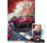 Rompecabezas Nissan GT-R Rojo en otoño para Adolescentes, 1000 Piezas, Juguete Inteligente para aliviar el estrés, Borde Afilado, Regalo de cumpleaños (50x75cm)