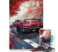 Rompecabezas Nissan GT-R Rojo en otoño para Adolescentes, 1000 Piezas, Juguete para ejercitar la Mente, Arte para Relajarse, (38x26cm)