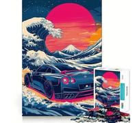Rompecabezas Nissan GT-R Wave Art para Adultos, 1000 Piezas, fortalece la Memoria, vínculo Familiar, Bordes limpios, Regalo de cumpleaños (38x26cm)