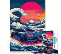 Rompecabezas Nissan GT-R Wave Art para Adultos, 1000 Piezas, Recall Upgrade, Peaceful Time, Tight Cut, Santa Wish List (50x75cm)