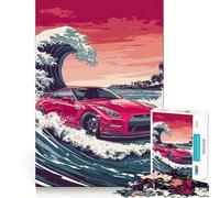 Rompecabezas Nissan GT-R Wave Rojo de 1000 Piezas para Adolescentes Juguete para estimular la lógica y aliviar la tensión Borde de Calidad Artículo de Santa Claus (50x75cm)