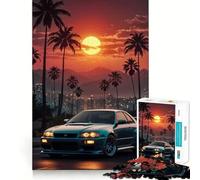 Rompecabezas Nissan R Synthwave City View de 1000 Piezas para Adolescentes Ideal para Relajarse y Combatir el estrés Diseño artístico con Corte Suave (38x26cm)