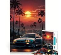 Rompecabezas Nissan R Synthwave City View para Adolescentes, 1000 Piezas, Juguete Intelectual, diversión en Interiores, Corte de Calidad, Regalo Creativo (50x75cm)
